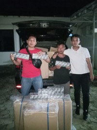 Tim Ops Sat Reskrim Polres Pelalawan Menggagalkan Penyelundupan Rokok Lufman  Non Cukai.