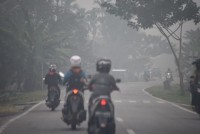 Pagi Ini Kabut Asap Pekat Kembali Selimuti Kota Bengkalis, Jarak Pandang 200 Meter