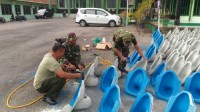 Dukung Program Sejuta Jamban Tni - Ad, Kodim 0313/Kampar Laksanakan Pembuatan Closet Di Makodim