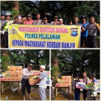 Giat Bhakti Sosial Kapolres Pelalawan Peduli Masyarakat Korban Banjir 