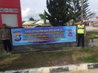 Polres Sat Lantas Kab. Pelalawan Sebar Spanduk Menjelang Ops Zebra Siak 2017