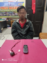 Resnarkoba Polres Kampar Ciduk Seorang Kurir Shabu di Desa Muara Mahat Baru Tapung