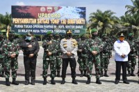Pangdam I Bukit Barisan Didampingi Bupati Kampar Gelar Tepuk Tepung Tawari Kembalinya Pasukan Pamtas