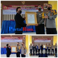 LEMKAPI,Anugerahkan Untuk Polres Kampar Piagam Penghargaan Promoter Reward 