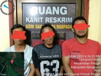 Team Opsnal Polsek Pinggir Tangkap 3 Orang Pelaku  TP Narkotika Jenis Ekstacy dan Sabu 