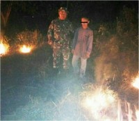 Lahan Seluas 8 Ha Terbakar, Danramil 07 Air Tiris Berhasil Bekuk Pelaku