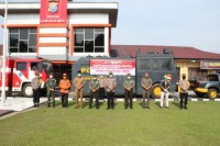 Kapolres Labuhanbatu Pimpin Penyemprotan Desinfektan