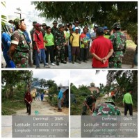 Giat Peduli Bersih, Koramil 09 Langgam Ajak Warga Simpang Beringin Gotong Royong 