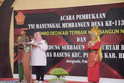 Bupati Kasmarni Buka TMMD di Pinggir. Kodim 0303 Bengkalis Seirama dengan Tekad Pemda