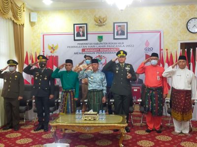 Bupati Rokan Hilir Mengikuti Peringatan Hari Lahir Pancasila Tahun 2022 Secara Virtual