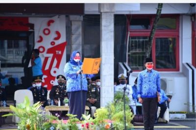 Pemkab Bengkalis Menggelar Upacara Bendera,HUT RI KE-76 Dengan Prokes Yang Ketat