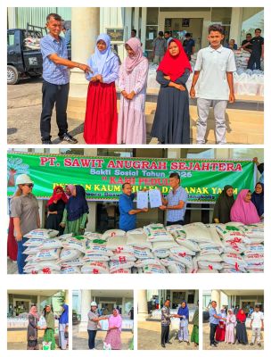 PT Sawit Anugerah Sejahtera Bagikan 200 Paket Sembako & Santuni 70 Anak Yatim di Muara Basung