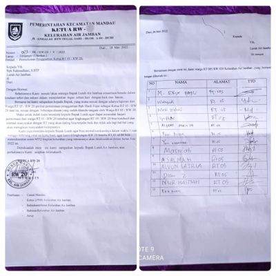 Warga RT 05 RW 20 Air Jamban Kirim Surat Ke Lurah Minta Ganti Ketua RT
